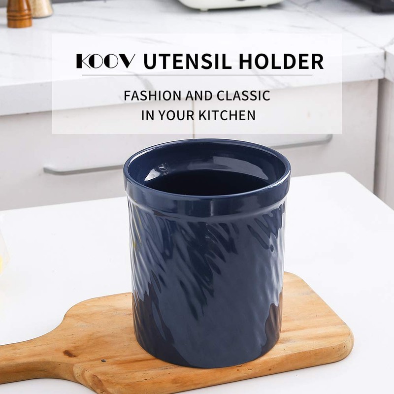 KOOV Kitchen Utensil Holder, Large Ceramic Utensil Crock, Deep and
