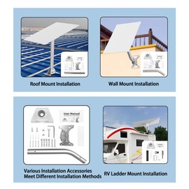 FelRelWel Starlink Gen 3 Mount Base,Starlink Gen3,V3 Internet Satellite Stainless Steel Roof Mounting Bracket Kit Accessories,Three Installation Methods:Roof,Wall,RV,88° Free Adjustment Receive Signal