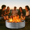 3FT Galvanized Fire Pit Ring, Foldable 36 Inch Silver Round