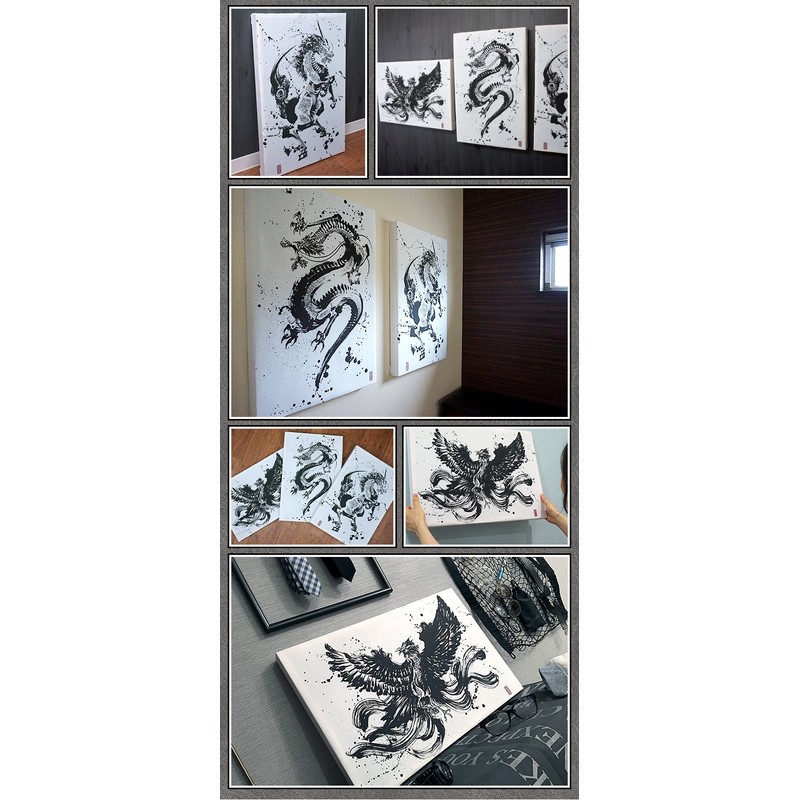 御歌 Head Fabric Panel Ink-Wash Painting Dragons/Z3 K