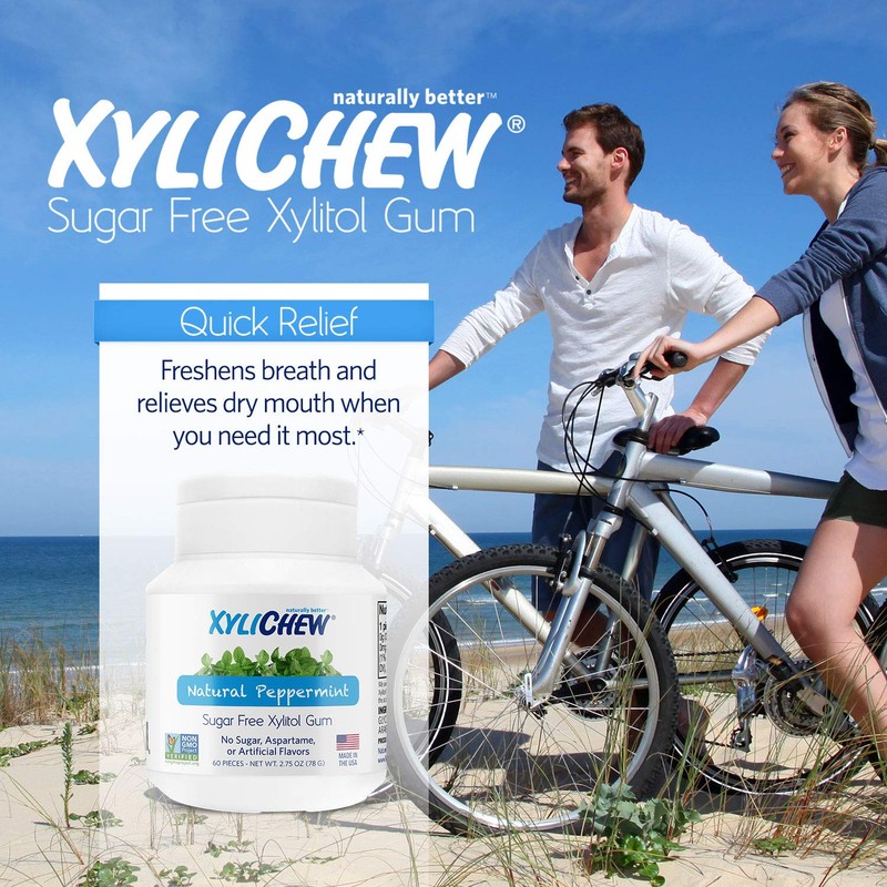 Xylichew 100% Xylitol Chewing Gum - Non GMO, Non Aspartame,