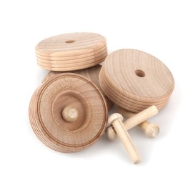 Oakcrafts 2.5" Wooden Treaded Wheels - Pack of 4 Including axles