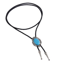 LIANCHI Western Crown Black Bolo Tie for Men and Women, Native American Leather Bolo Tie String, Alloy