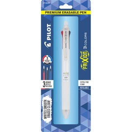 Pilot, FriXion Ball Multifunction Erasable, Refillable (Included), Retractable Gel Pen, Extra Fine Point 0.5 mm, White Barrel, Single Pen, Black, Blue & Red