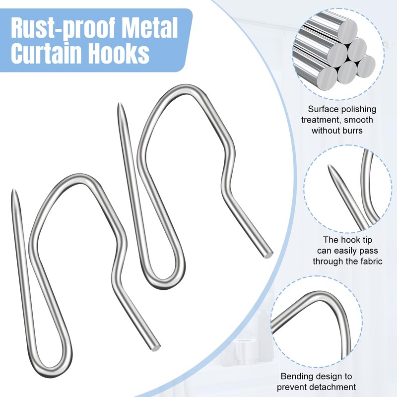 120 PCS Heavy Duty Zinc Metal Drapery Pin Hooks,Metal Curtains