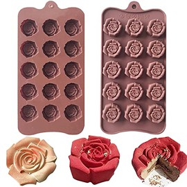 2 Pack Chocolate Silicone Molds Candy Mold， Rose Flower Shape Baking Mold Candy Molds BPA Free & Non-stick Silicone Tray for Hard Candy Gummy Bomb Jello Ice Cube Small Soap