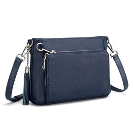 befen Small Crossbody Bag for Women Anti-theft Genuine Leather Handbags for Women UK Navy Blue RFID Shoulder Bag with Multiple Pockets