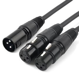 tisino XLR Y-Splitter Cable, Dual Female XLR to Male XLR Mic Combiner Y Cord Balanced Microphone Adaptor Patch Cable (3 Pin 2 Female to 1 Male)- 5 feet