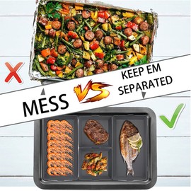 Silicone Baking Sheet Pan Set, 4 Pack Nonstick Silicone Dividers，Cooking Baking Pan Tray, Reusable Bakeware for Meal Prep, Air Fryer, Oven Safe (4)