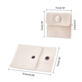 6 Pcs Velvet Jewelry Pouches with Snap Button, Off-White Velvet Jewelry Storage Bags Luxury Gift Bag for Candy Gift and Jewelry Necklace Bracelet Packing, 7x7cm