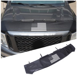 Car Hood Protector Bra, Auto Ventshade Compatible with Nissan Titan 2016-2023, Bug Flector Hood Shield Leather, Hood Bra Front End Nose Mask Accessories (Flag Style)