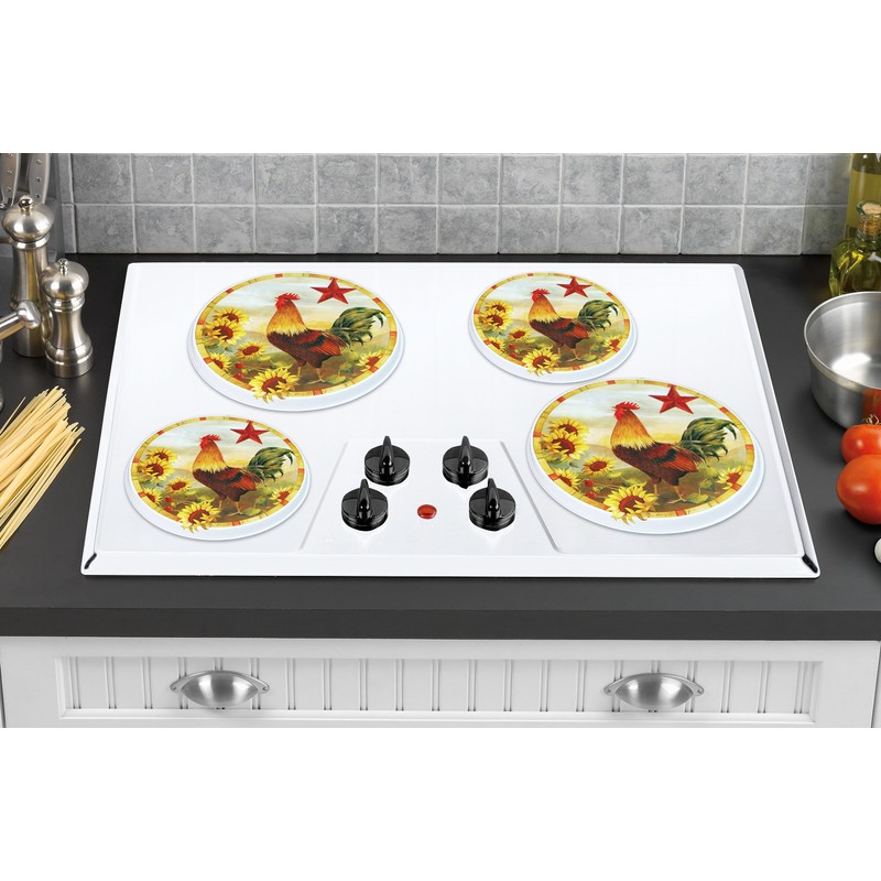 Reston Lloyd Corelle Coordinates Burner Cover, Morning Rooster, Set of