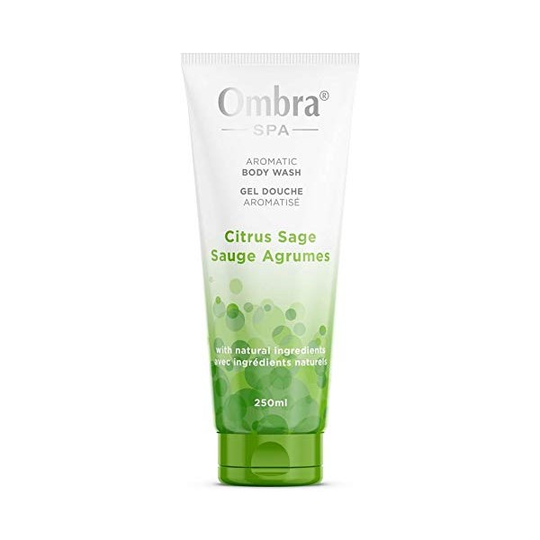 Ombra Spa Aromatherapy Body Wash for Women and Men | Cruelty Free, Biodegradable | Dermatologist Tested | Natural Citrus Sage Scent, 8.5 oz