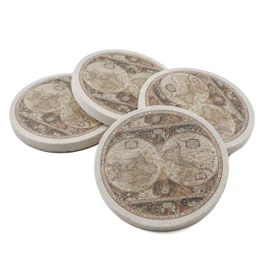 Thirstystone Old World Passages Natural Sandstone Coaster 4 Pack Eco-Friendly, Absorbent, Easily Wipes Clean