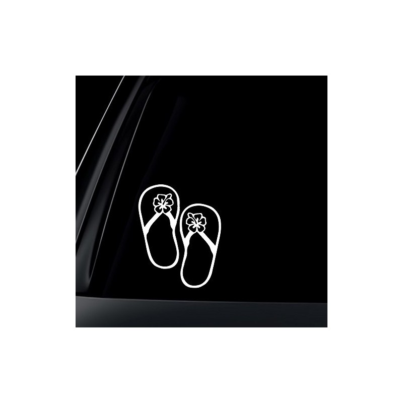 Hibiscus Flower on Flip Flop Car Decal / Sticker -
