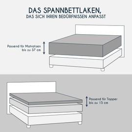 Dreamzie Premium fitted sheet, 90 x 200 cm, 100 x 200 cm, 37 cm side height, also for box spring bed and waterbed, bed sheet, box spring bed, 100% jersey cotton, 150 g/m², Oeko-Tex, grey