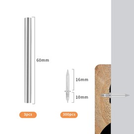 200 Piece Double Headed Seamless Nails Skirting Board Nail SetNon-Marking NailsCambric NailsConcealed Form Screws for Home Decor Carpentry and Construction Industry with 2 Sleeve Tools