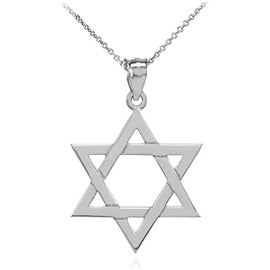 Claddagh Gold .925 Sterling Silver Traditional Jewish Six Pointed Star of David Magen Judaica Hexagram Pendant Necklace - 22"