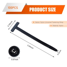 MOXRUQ 100 PCS Nylon Universal Cable Tie Buckle, Car Daily Repair Zip Ties, 3.54" Self-Locking Bumper Fixed Tie Wraps, Universal Plastic Rivets Fasteners for Most Cars (Black)