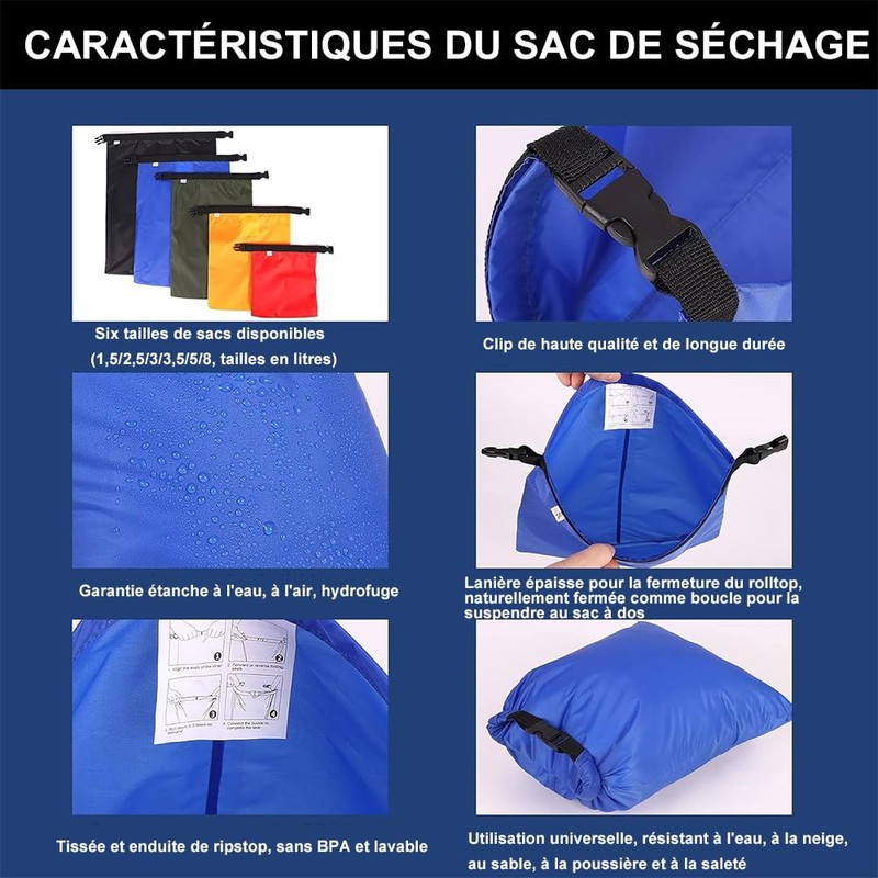 Voarge 6 Pack Waterproof Bag Lightweight Dry Bag Set for