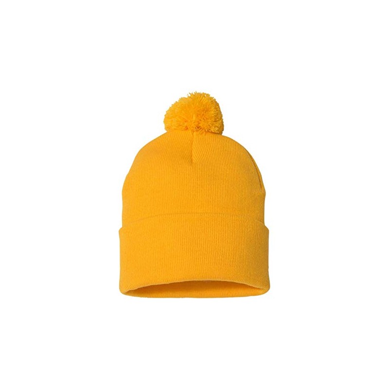 Sportsman Pom-Pom 12" Knit Beanie One Size Gold