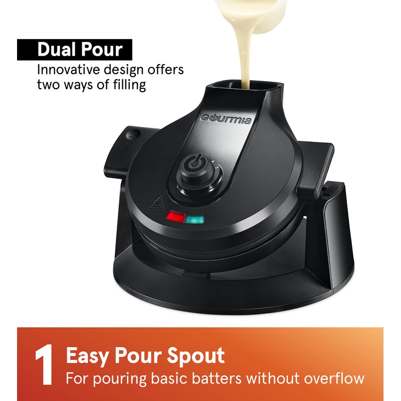 Gourmia GWM468 Dual Pour Waffle Maker with Easy Pour Spout
