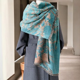 GFM® Women's Cashmere-Texture Pashmina Style Scarf Shawls for Autumn, Winter, Christmas (FRLSHL-CC) (Almond Blossom)(FRLSHL-428-ALBSM)