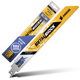 AMBOSS METAL SHOCK – 1 x Reciprocating Saw Blade Length 230 mm / 8 ZpZ – Ideal for Demolition / Vehicle Rescue / Construction / Disassembly / Piping Construction – Suitable for Steel