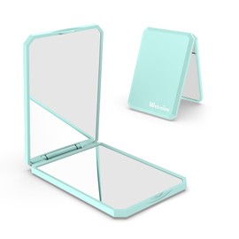 wobsion wobsion Small Compact Mirror,1x/2x Travel Magnifying Mirror,2-Sided Handheld Portable Folding Mirror,Mini Makeup Mirror for Purse,Pocket,Gifts,Square(Cyan)