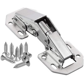 Wandefol 8 x Screw-On Hinges with Spring Opening Angle 90° Cupboards Door Corner Stop and Inner Stop Door Hinges Kitchen Cabinet Wardrobe Cabinet Door Furniture