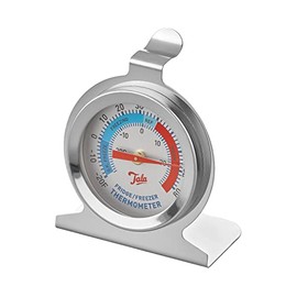 Tala Fridge Freezer Thermometer 2" Wide Easy Read Dial Celsius and Fahrenheit Markings Metallic Silver