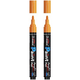 Orange Paint Pens Paint Markers - Permanent Acrylic Markers 2 Pack, Water Based, Quick Dry, Waterproof Paint Marker Pen for Rock, Wood, Plastic, Metal, Canvas, Glass, Fabric, Mugs. Medium Tip