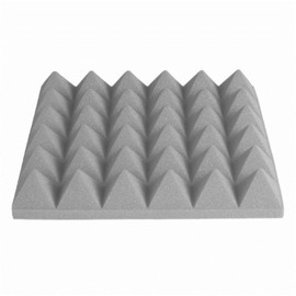 Pack of 12 Acoustic Panels Sponge Sound Foam Pyramid Absorbent Sound Insulation Foam 25 x 25 x 5 cm (Grey)