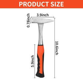 Sheet Metal Hammer by 11oz Tinsmith Hammer with Integral Forging HVAC, Pipe Work, Sheet Metal, Shaping, Tinning (300, red)