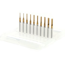 10pcs End Mill Cutter Drill Bits, Titanium Coated End Mill Spiral Router Bits Cemented Carbide CNC Milling Cutters Tools 1.0-3.0mm