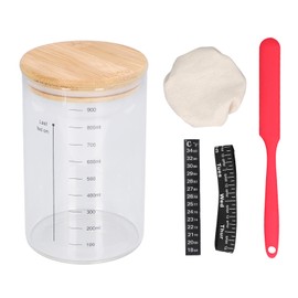 Sourdough Starter Jar Kit Wooden Lid 34oz Sourdough Bread Baking Supplies for Biscuits Rice Cereal Coffee Nuts