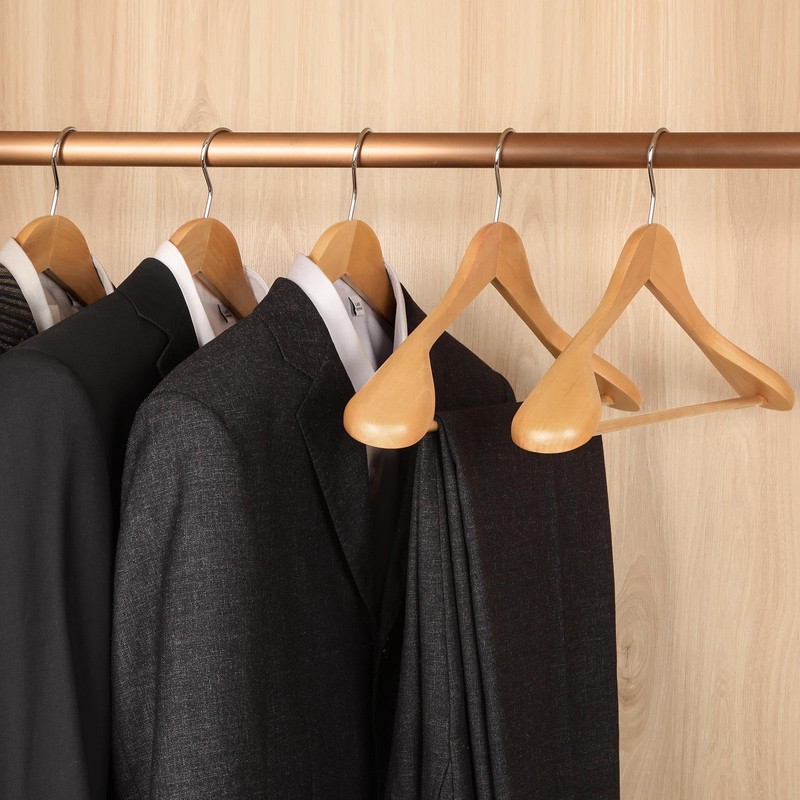 TOPIA HANGER Wide Shoulder Wooden Hangers, Suit Hangers with Non