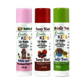 Finally Pure - Lip Balm Set for KIDS - Made with ALL ORGANIC Ingredients (.15 oz set of 3)