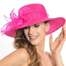 HISSHE Lightweight Kentucky Derby Church Dress Wedding Hat #S052, Hot Pink, Medium