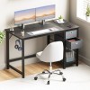 NEWBULG 40-47" Computer Desk with Storage Drawers,Small Office Desk Modern