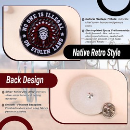 No One Is Illegal On Stolen Land Native American Indian Enamel Pin Brooch Metal Badge For Backpacks,Backpack & Tie Pin(2 packs)