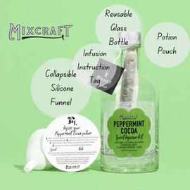 MixCraft Spirit Infusion Kit - Premium Craft Cocktail & Mocktail Mixer, Glass Bottle, Collapsible Funnel, Flavor Pouch & Recipe, Peppermint Cocoa