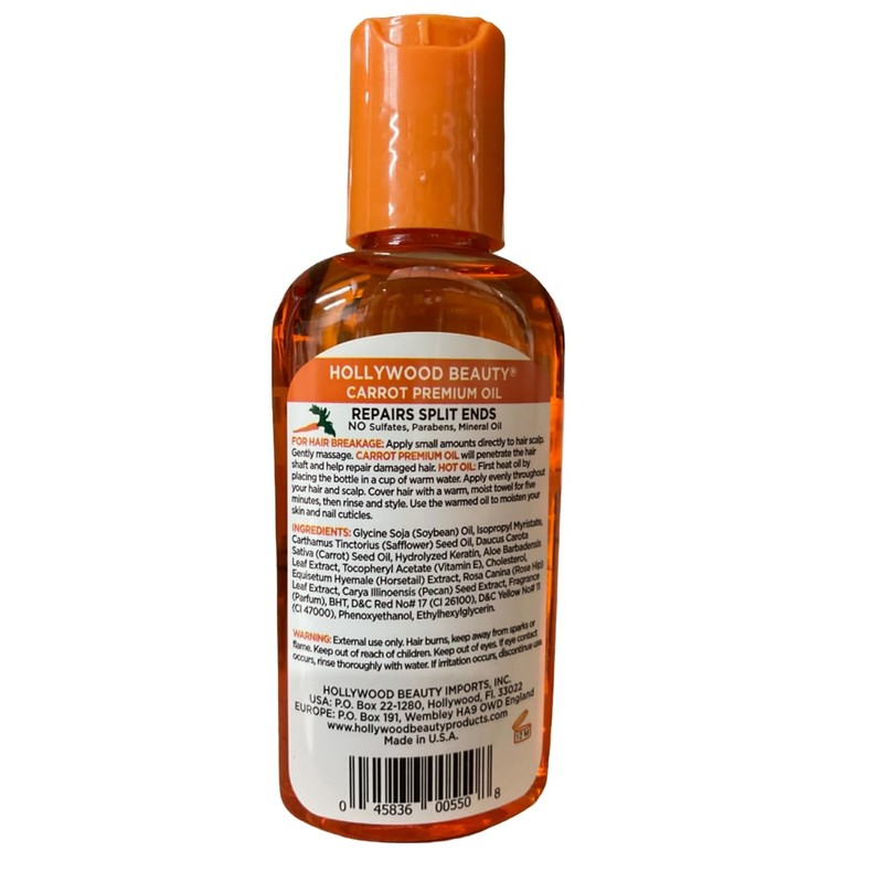 Hollywood Beauty Carrot Oil Repairs Damage Hair & Split Ends