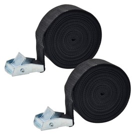 Bailinks 2-Pack Heavy Duty Tie Down Straps,Adjustable Lashing Straps with Buckle, Durable Black Tension Belts for Securing Cargo, Motorcycle, Trucks, Trailers, Luggage (25MMX4M)