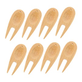 Kisangel 8-pc Bamboo Divot Repair Tool Set Golf Accessories for Men Golf Divot Fork Golf Ball Marker Divot Fixer Golf Course Repair Tool Kit