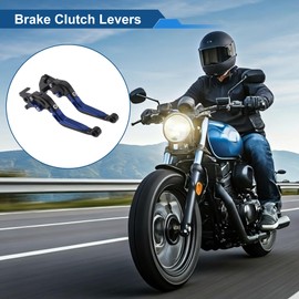 Motoforti Short Long Brake Clutch Levers for Yamaha MT125 2014-2021 6 Positon Adjustable Motorcycle Handlebar Brake Lever Aluminum Alloy Black Head Blue Handle