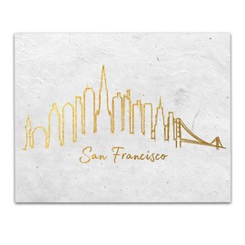 San Francisco Gold Skyline Lineart Wall Print- Unframed 11 x 14 Print - Makes a Great Gift for Family & Friends