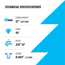 Premium Chainsaw Chain 12 Inch 3/8" LP Pitch .043" Gauge 44 Drive Links- 61PMM3 44 Fits STIHL HT101, ECHO PPF-210/225/265/280/2620, PPT-260/266-36100050044, 90PX44CQ and more (3 Chains)