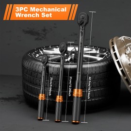 3PCS Torque Wrench Set, 1/4, 3/8, 1/2-inch Drive Click Torque Wrench Set, 4-20Ft.lb, 5-45Ft.lb, 15-165Ft.lb, ±3% High Accuracy Calibration for Bicycles, Motorcycles Automotive, Mechanics