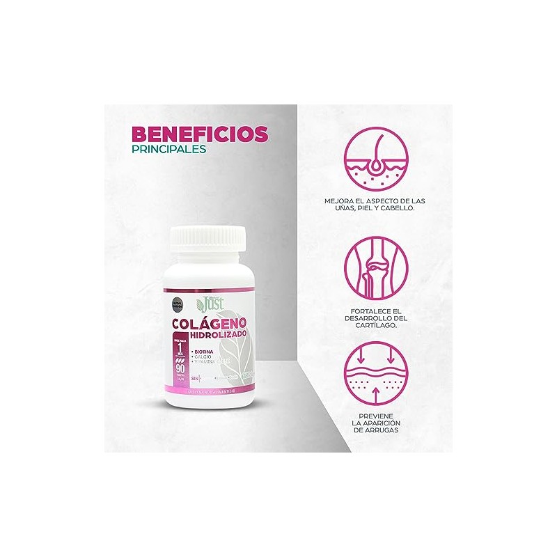 Olnatura Just Colágeno Hidrolizado, Fórmula Premium 90 Tabletas, Suplemento Alimenticio,